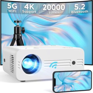 Projektor 5G WiFi Bluetooth, przenośny projektor 4K AKIYO obsługuje 1080p