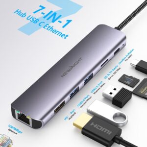 Newmight Koncentrator USB C z Ethernet, adapter 7 w 1 typu C z 4K HDIM