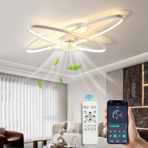 Wentylator sufitowy LED ze światłem, aplikacja i pilot, biały
