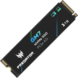 Dysk SSD Acer Predator GM7 1TB: M.2 2280 PCIe Gen 4 x4 NVMe 2.0, prędkość odczytu do 7400 MB/s, wewnętrzny dysk SSD do laptopów, komputerów stacjonarnych i konsoli PS5 — BL.9BWWR.118